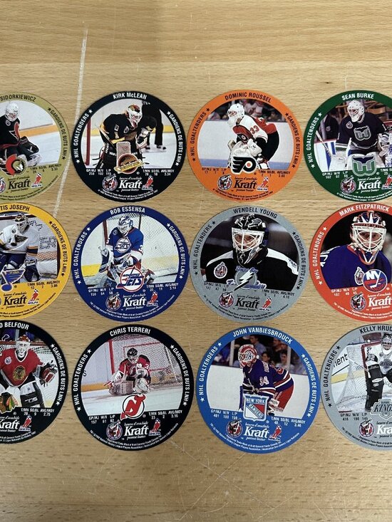 1992-93 Kraft Complete Goalie Disc Set - Patrick Roy, Ron Hextall (12 Discs) - Picture 1 of 2